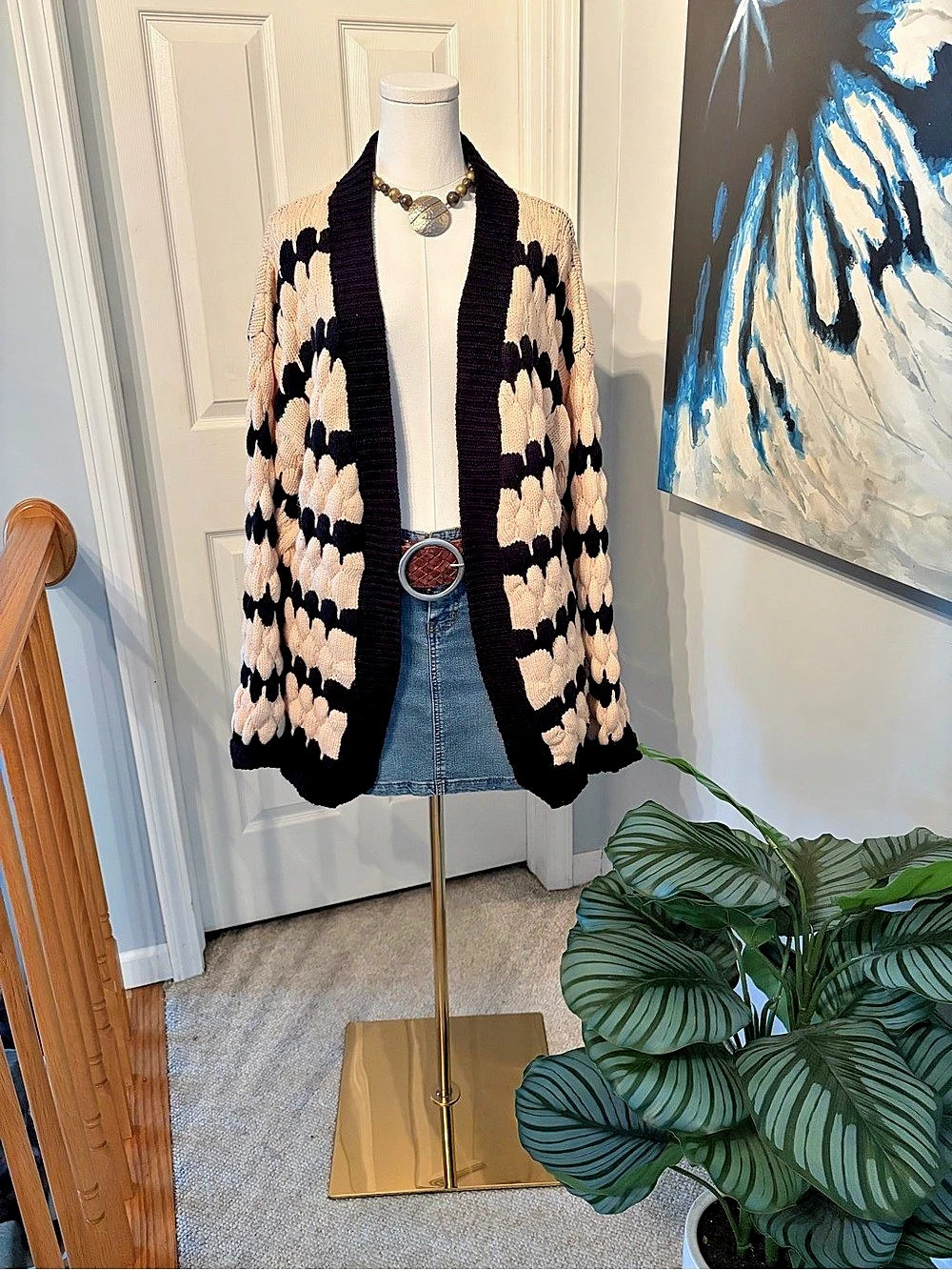 Kirundo Animal Print Cardigan in Black & Pink Size XL Like New